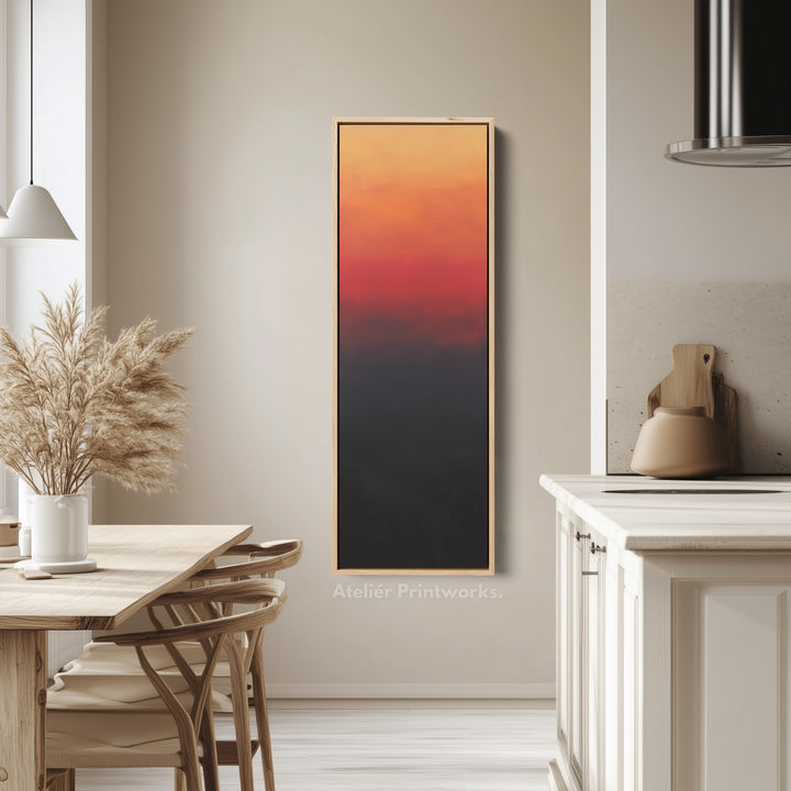 Abstract Red & Black Living Room Decor Vertical Wall Art - Tall Long Narrow Vertical - V0147
