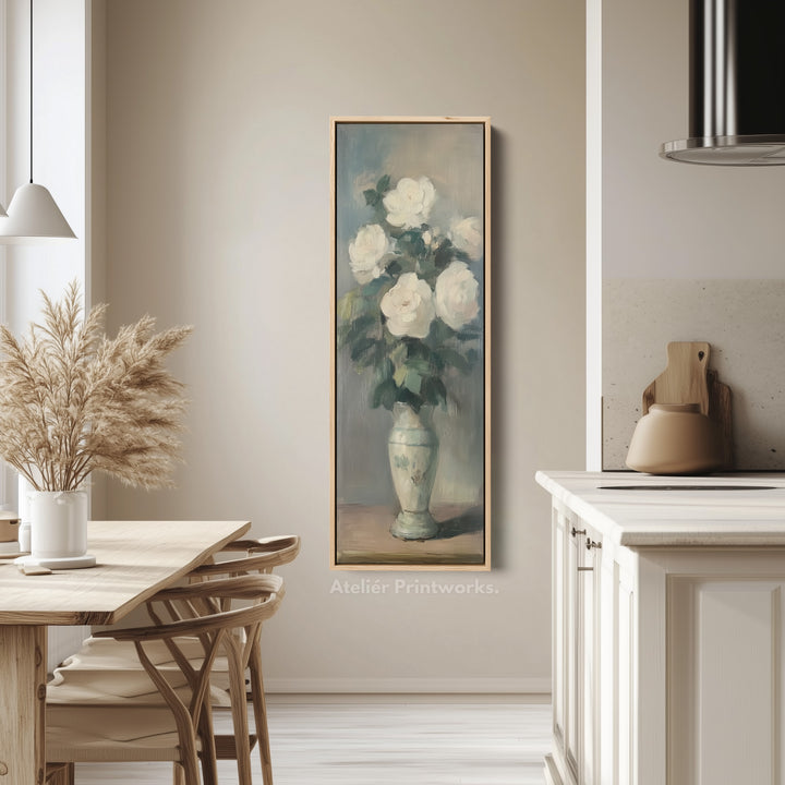 Vintage Roses Neutral Framed Canvas Wall Art For Living Room - V0163
