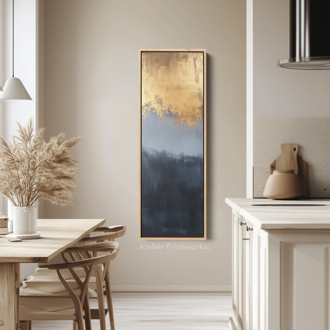 Abstract Gold & Blue Long Vertical Wall Decor - V0171