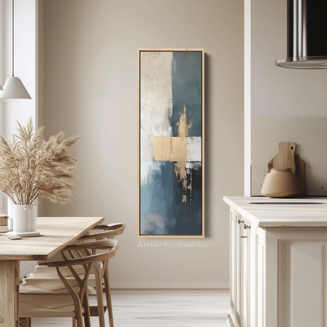 Minimalist Abstract Gold Long Vertical Wall Art - V0174