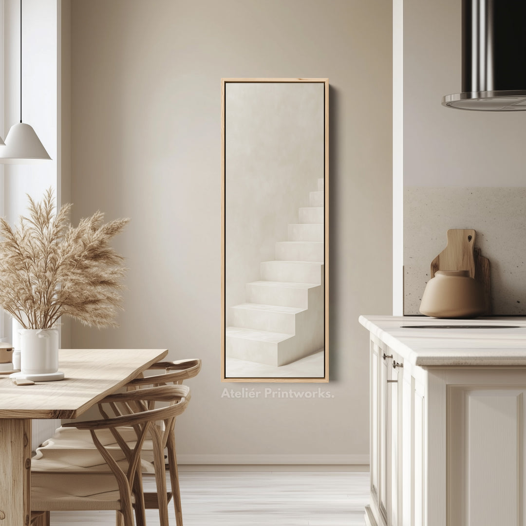 Minimalist Steps Long Tall Vertical Framed Canvas Wall Art - V0181