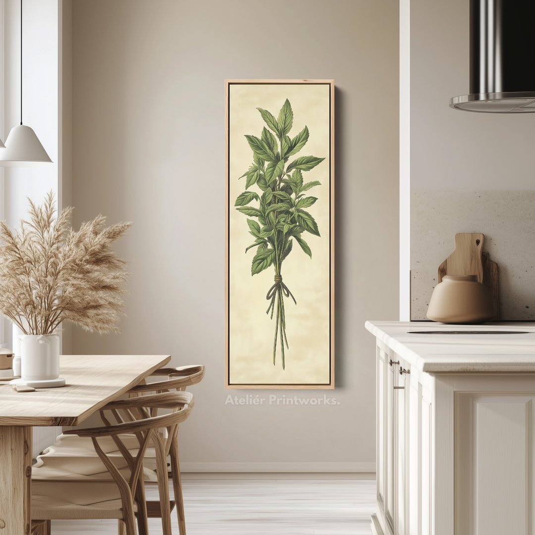 Kitchen Wall Art Long Vertical Framed Canvas Decor Mint - V0190