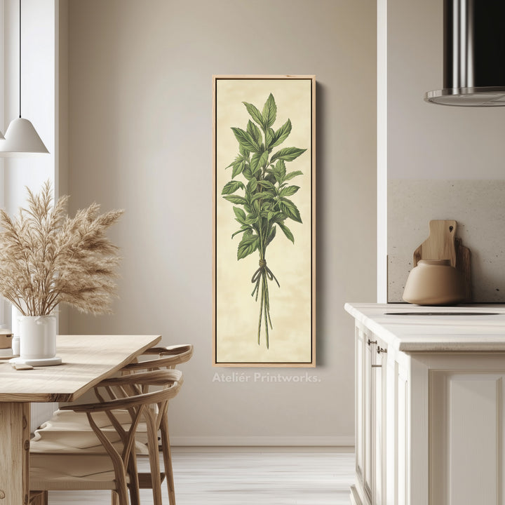 Kitchen Wall Art Long Vertical Framed Canvas Decor Mint - V0190