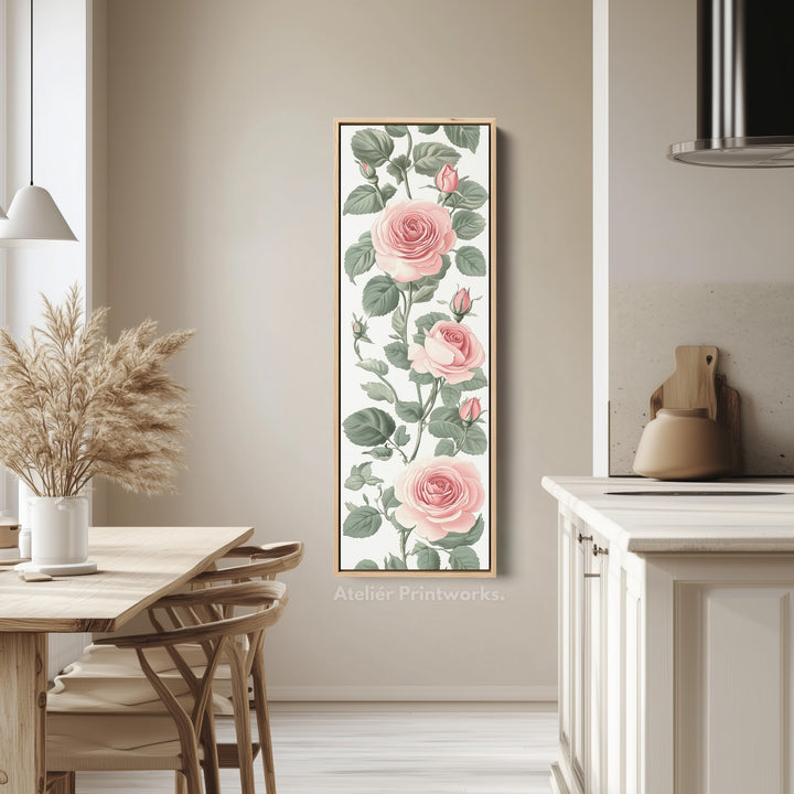 Vintage Pink Floral Tall Skinny Wall Art - V0238