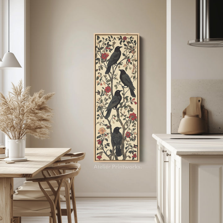 Black Ravens Vertical Long Wall Decor - V0247