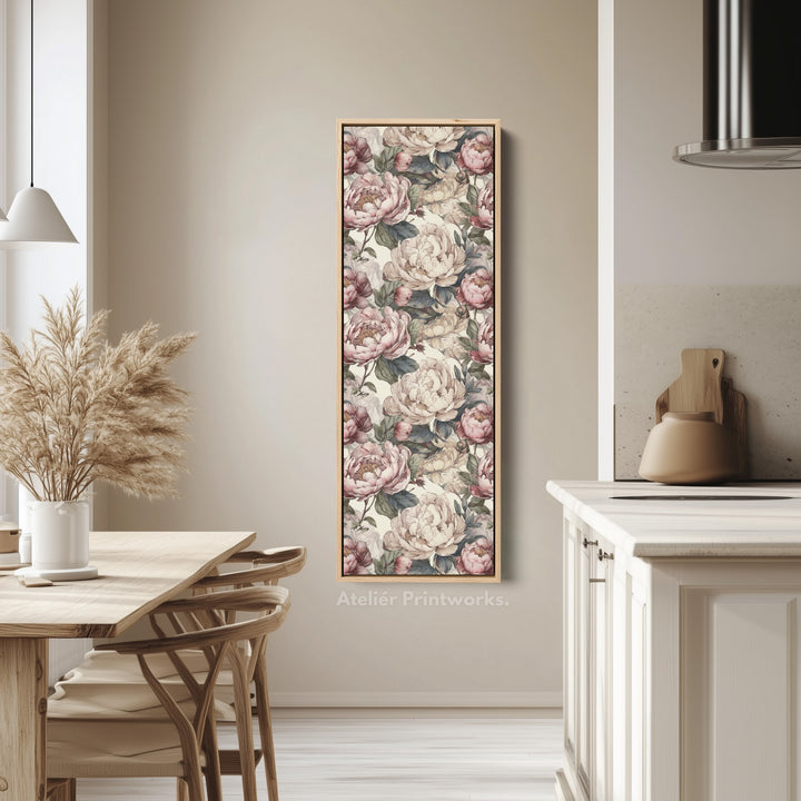 Cottagecore Peony Floral Long Vertical Wall Decor - V0255
