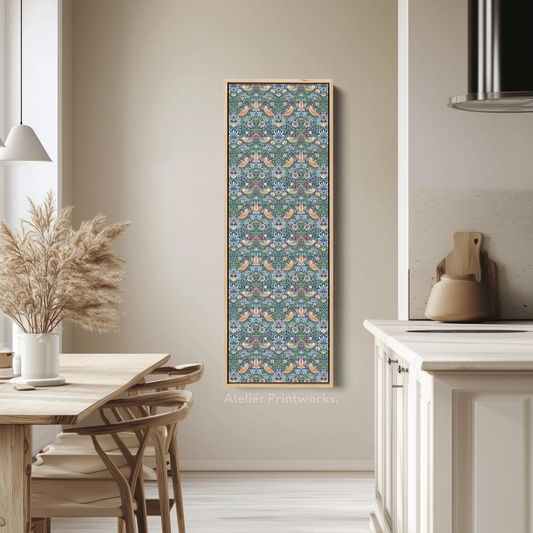 William Morris Strawberry Thief Blue Vertical Long Wall Art - V0276