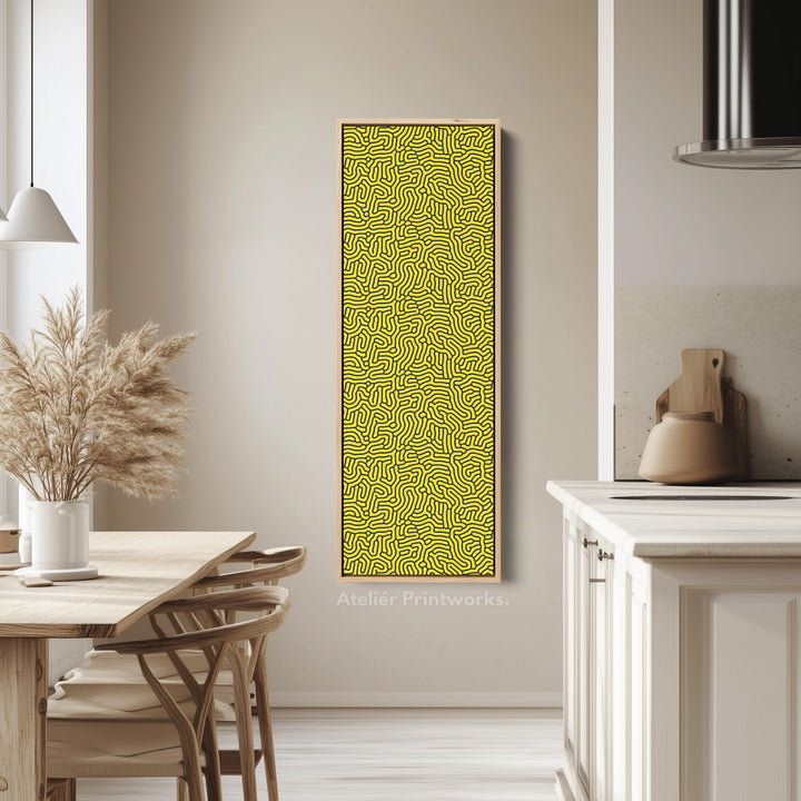 Yellow & Black Organic Pattern Long Vertical Wall Art - V0287