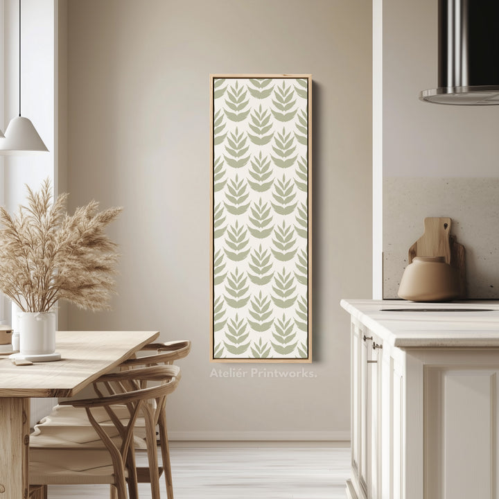 Long Tall Narrow Wall Art Boho Green Leaves - V0300