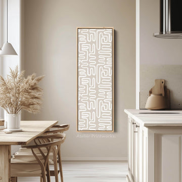 Boho Zen Beige Geometric Tall Skinny Wall Art - Atelier Printworks