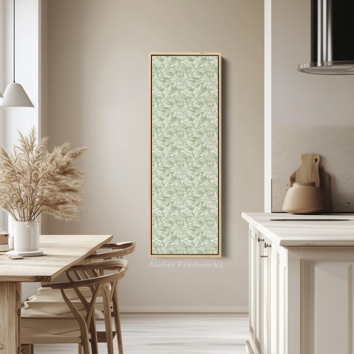 Long Cottagecore Vertical Wall Art Green Botanical Large Framed Canvas - V0321
