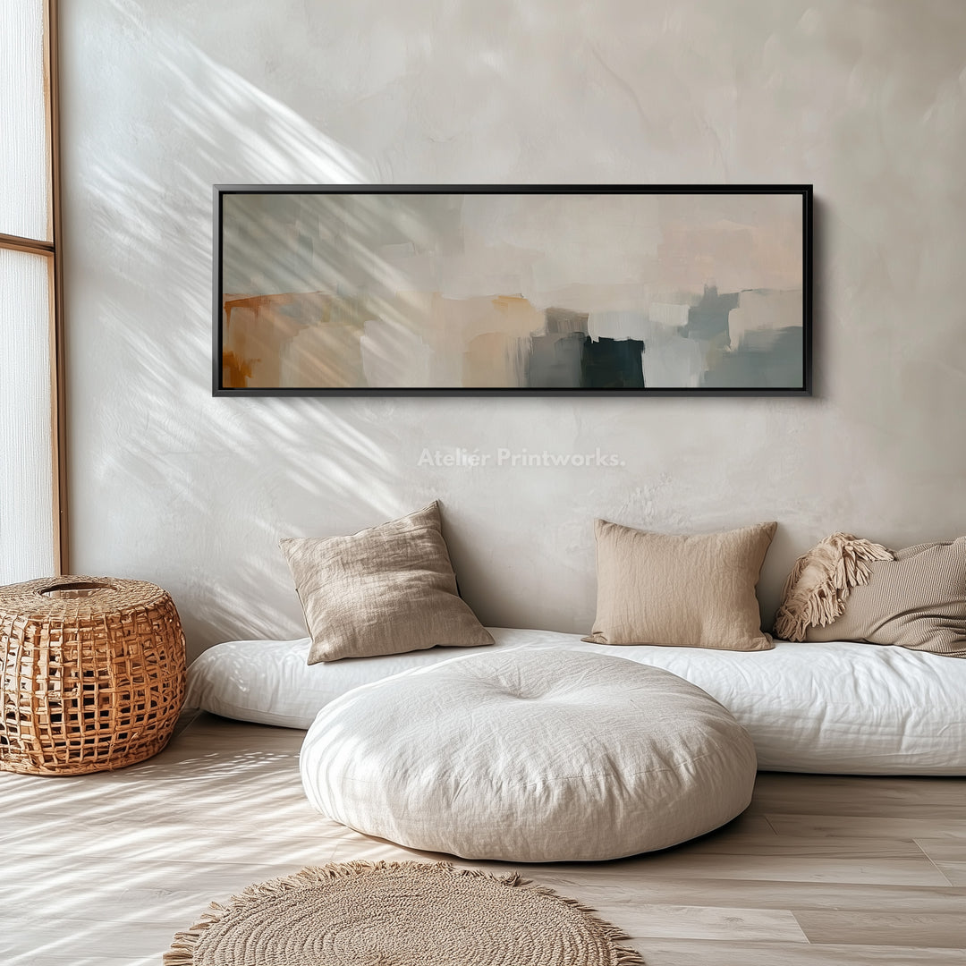 Minimalist Beige Abstract Horizontal Wide Wall Art - H0010