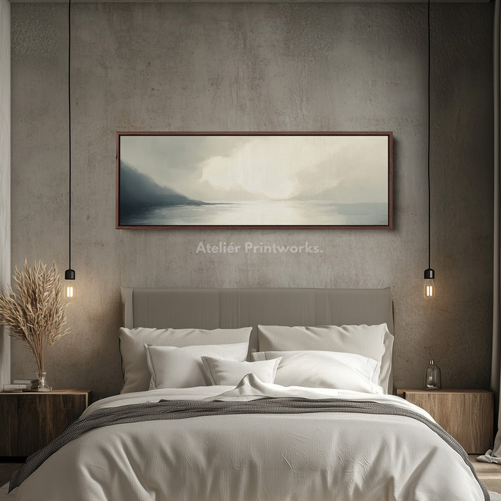 Misty Lake Lange Smalle Abstracte Horizontale Muurdecoratie