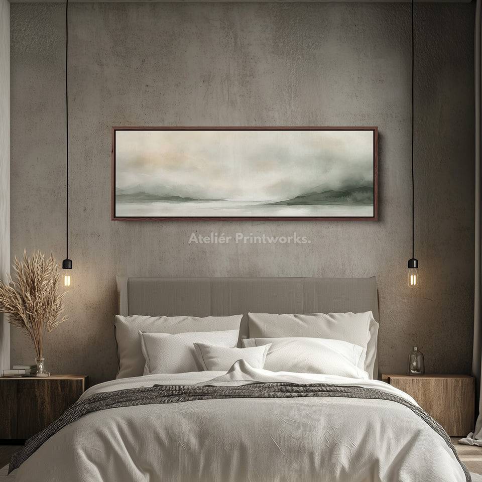 Peinture à l'aquarelle, grand format panoramique, tableau sur toile, art mural.