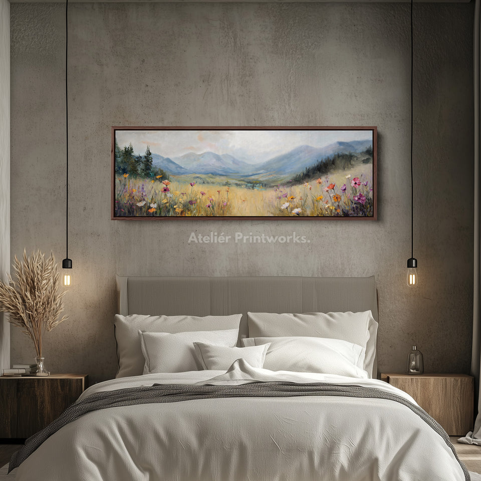 Wild Meadow Long Narrow Horizontal Framed Canvas Wall Art