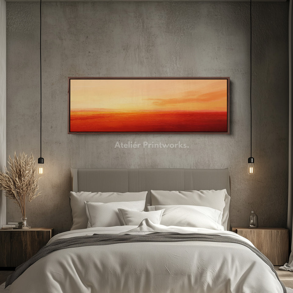 Large Canvas Decor Horizontal Long Wall Art Minimalist Abstract Orange
