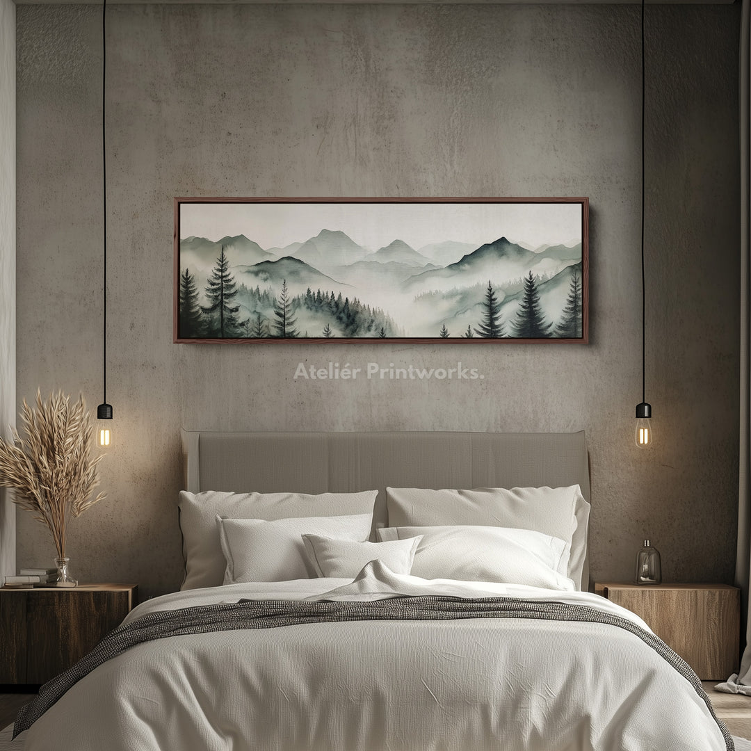 Bergen Lange Smalle Horizontale Wanddecoratie Grote Abstracte Canvas