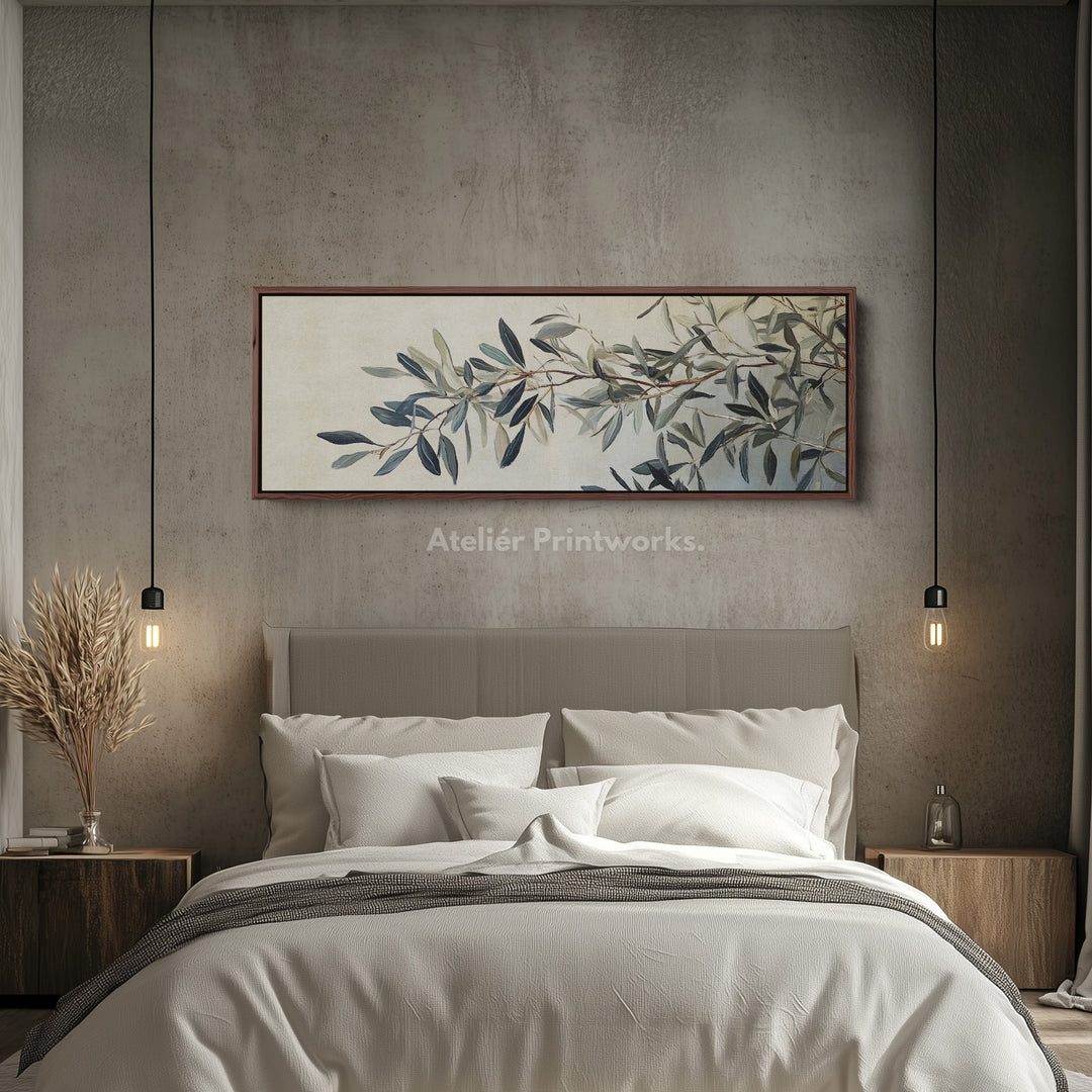 Olijftak ingelijste canvas wandkunst print lange horizontale kunst