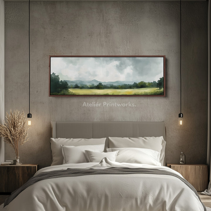Lang landschap smal ingelijst canvas wanddecoratie