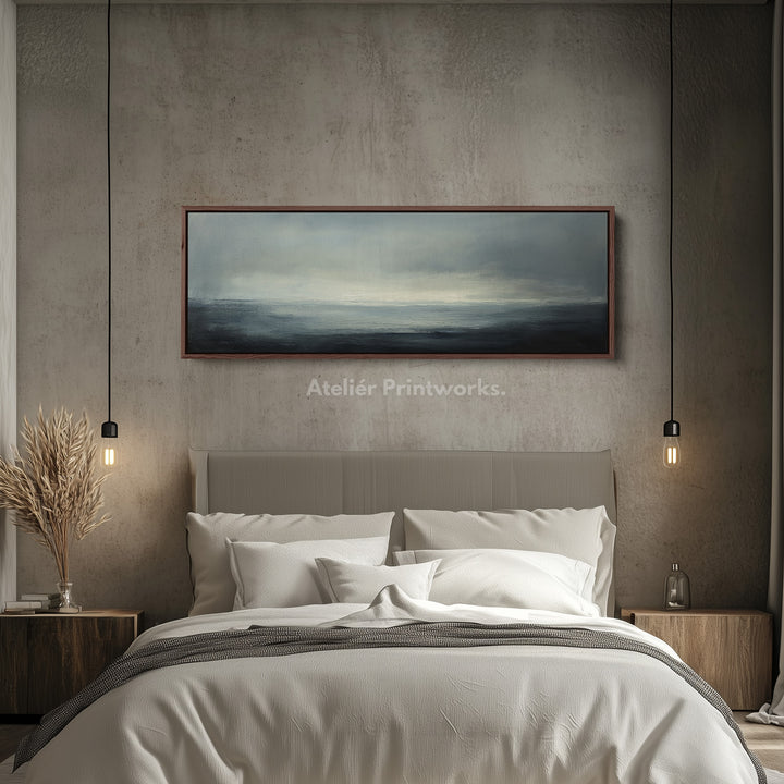 Mistige Abstracte Zonsondergang Smalle Horizontale Wanddecoratie