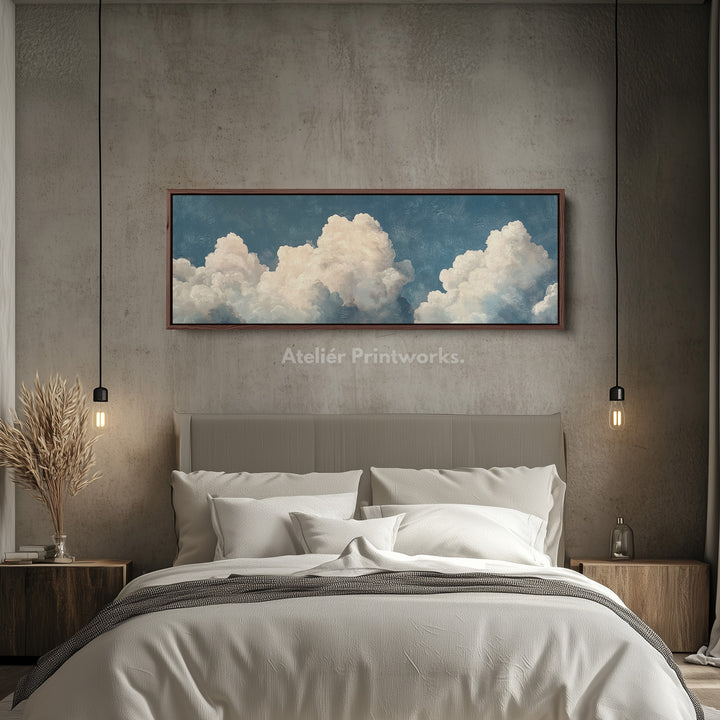 Boven Bed Cloud Muurdecoratie Lange Panoramische Muurkunst