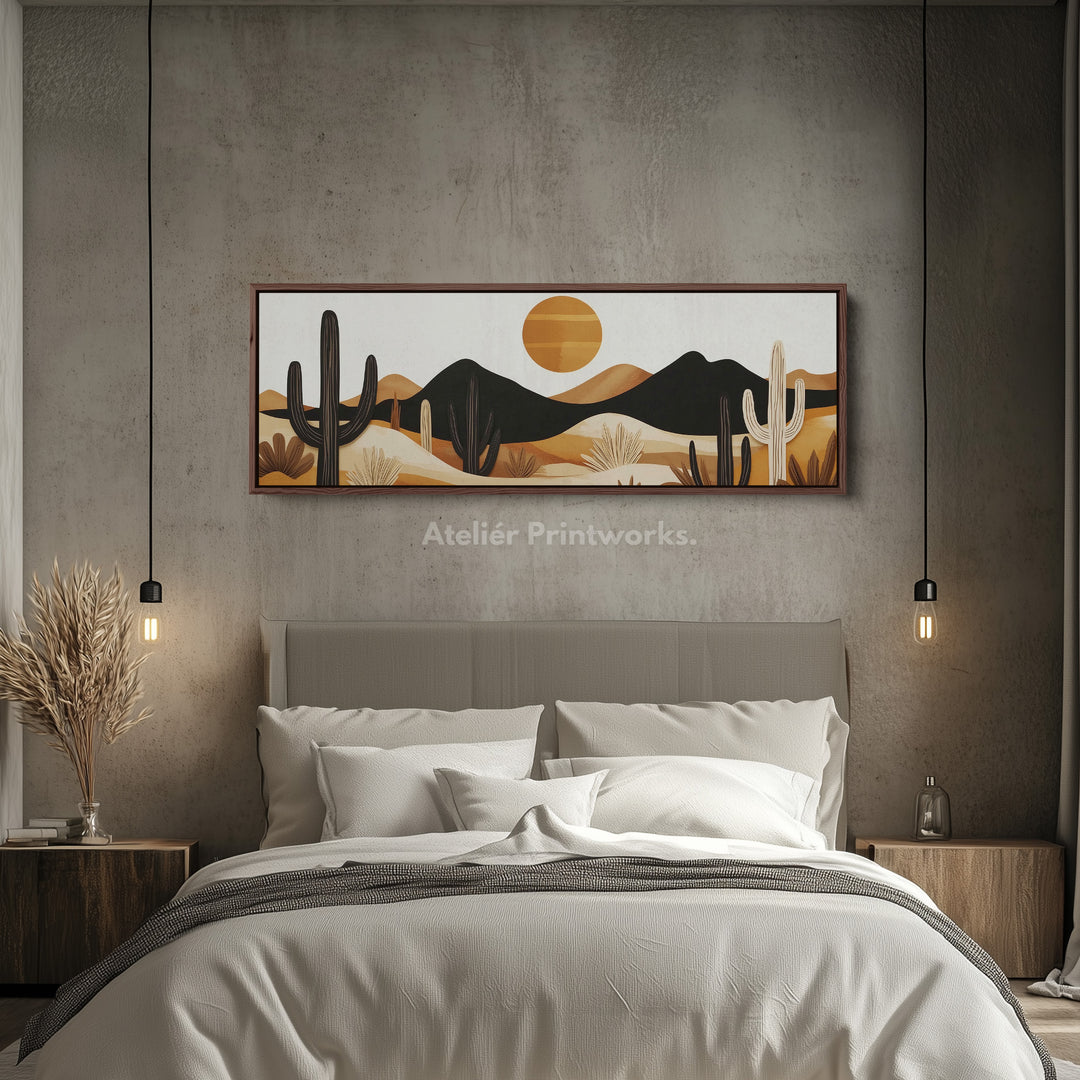Cactussen Bergen Wanddecoratie Panoramisch Smal Canvas