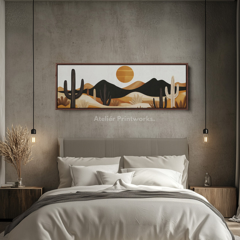 Kaktusberge Wanddekoration Panoramale Schmale Leinwand