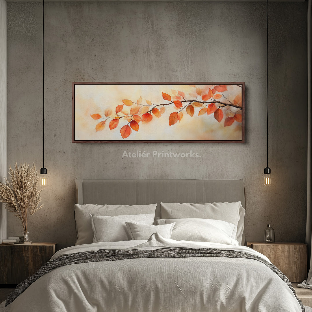 Herfstbladeren Lange Ingelijste Horizontale Canvas Muurdecoratie