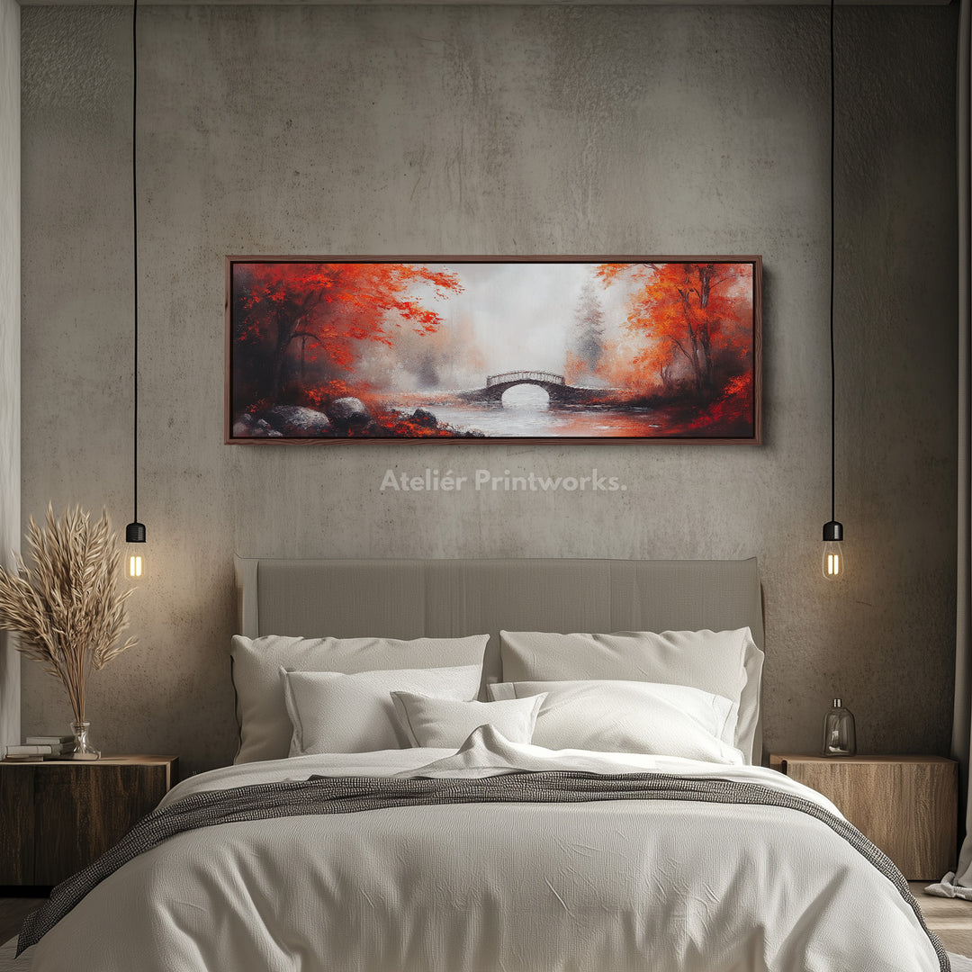 Herfstlandschap Panoramisch Lang Smal Muurkunst Ingelijst Canvas