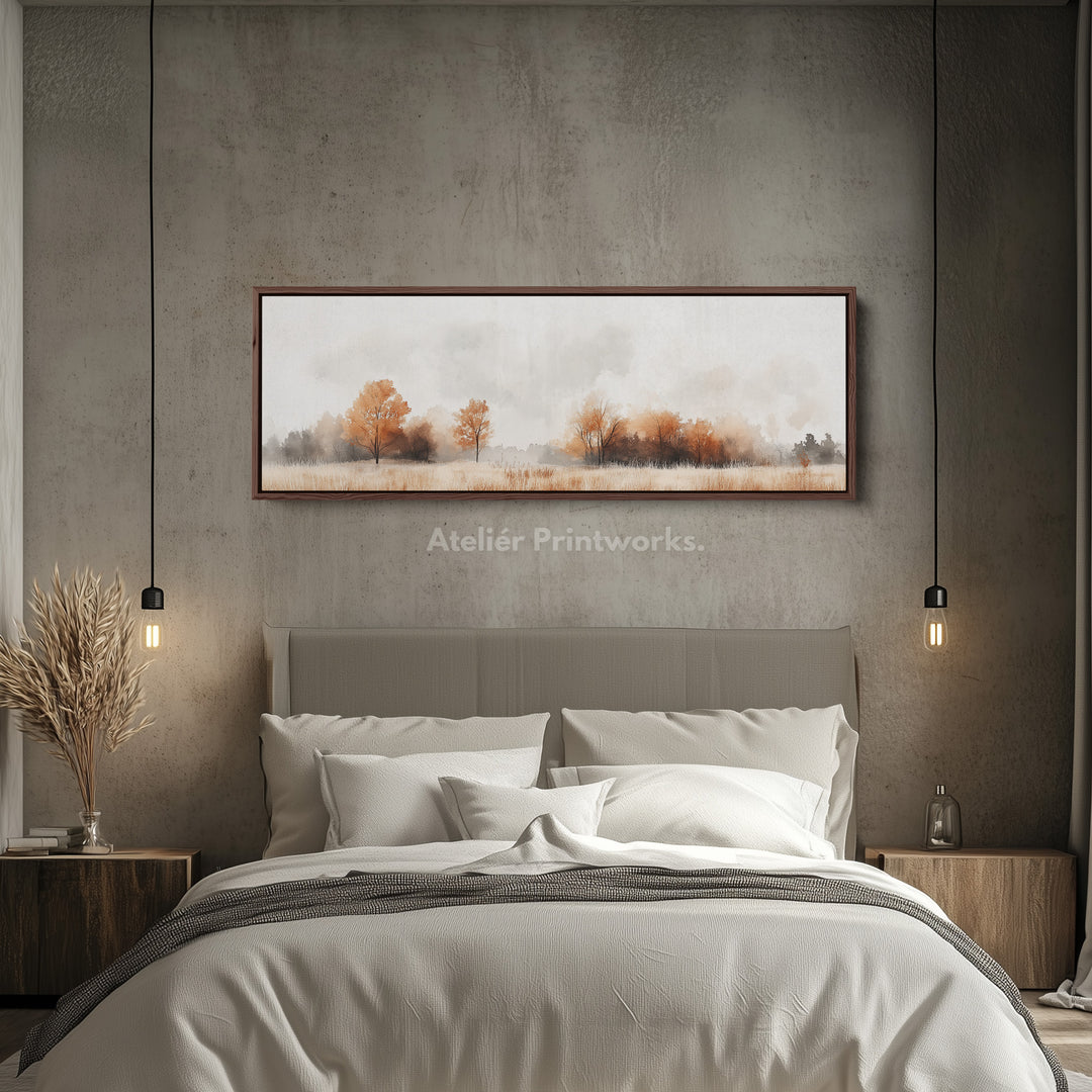 Gedempte Herfstachtige Bos Lange Horizontale Smalle Muurdecoratie