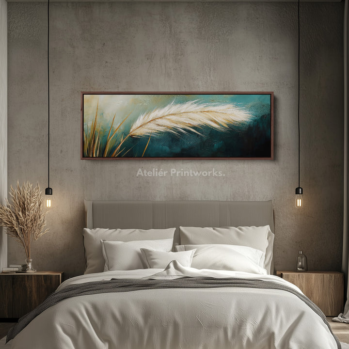 Gras Boven Bed Muurdecoratie Lange Horizontale Muurdecoratie