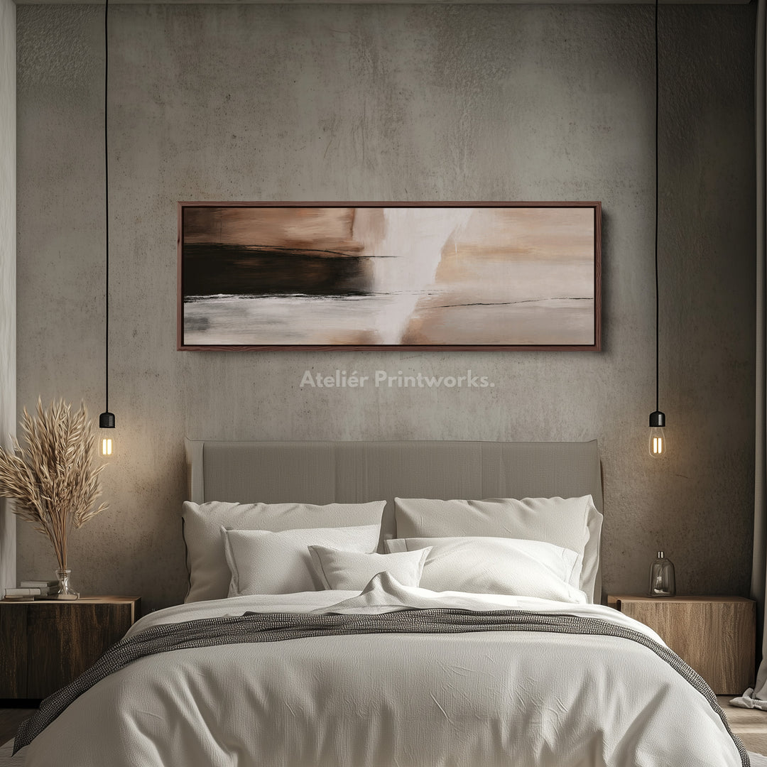 Above Bed Neutral Abstract Taupe Beige Canvas Wall Art