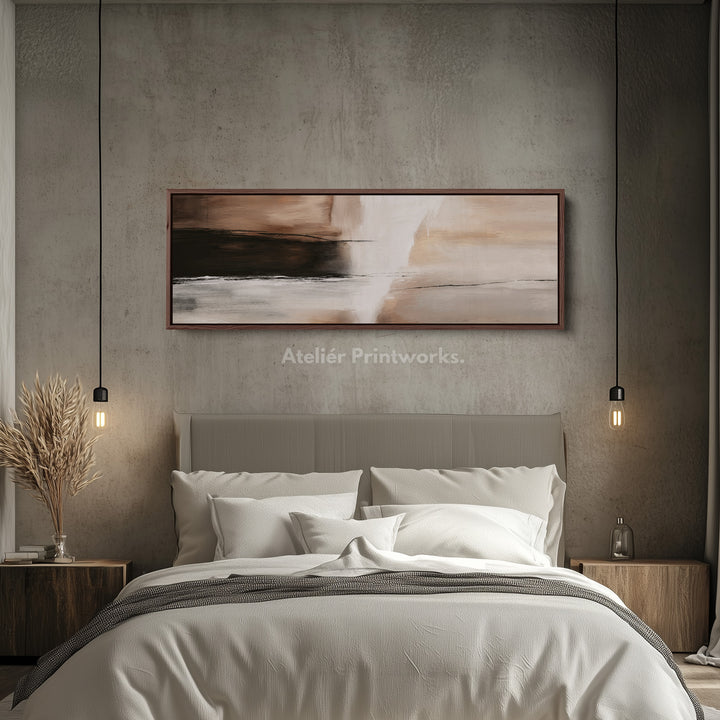 Above Bed Neutral Abstract Taupe Beige Canvas Wall Art
