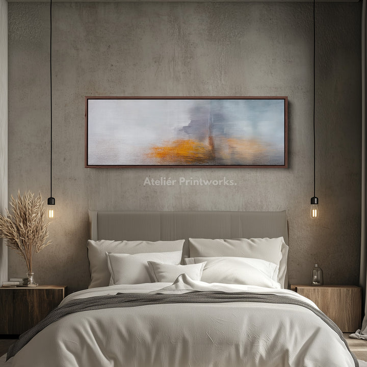 Abstracte grijze en rode panoramische grote ingelijste wanddecoratie