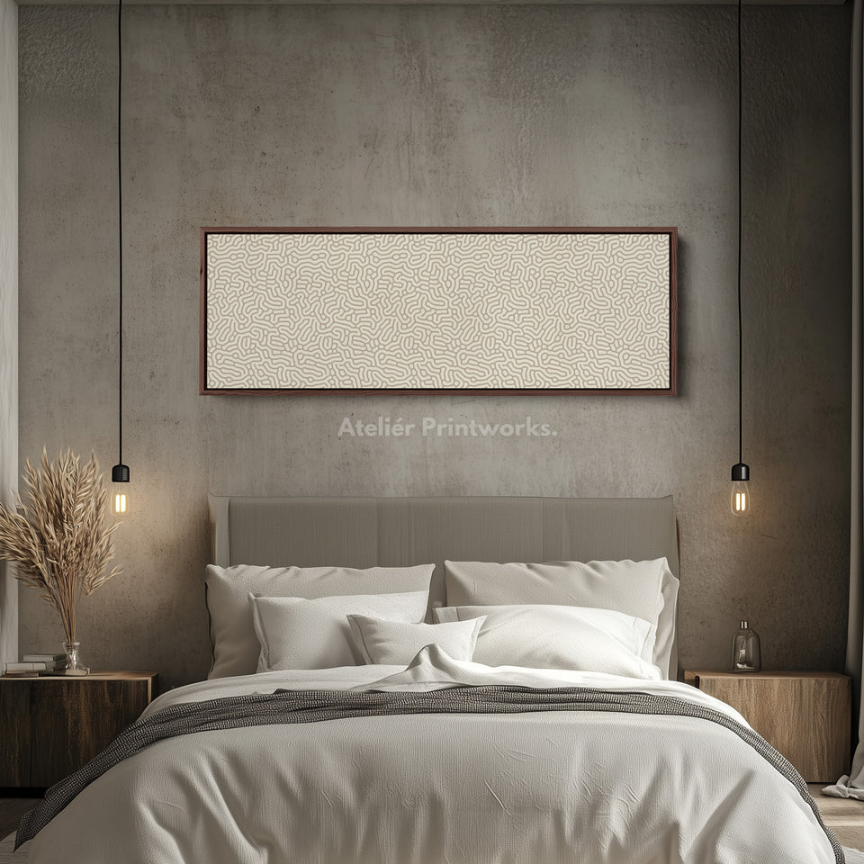 Décoration murale horizontale minimaliste beige à motif organique