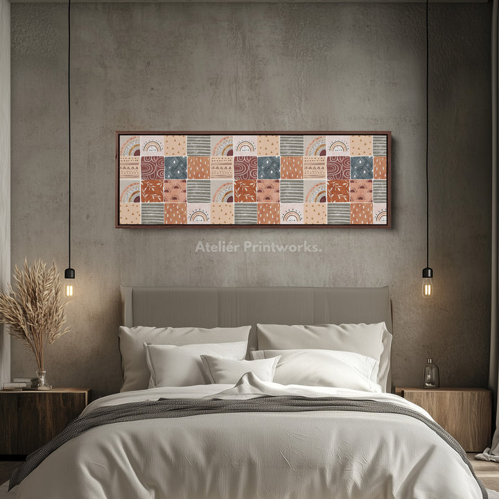 Horizontale wanddecoratie gedempt boho patroon