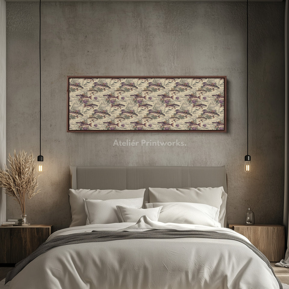 Vintage Fishing Slim Panoramic Narrow Wall Art