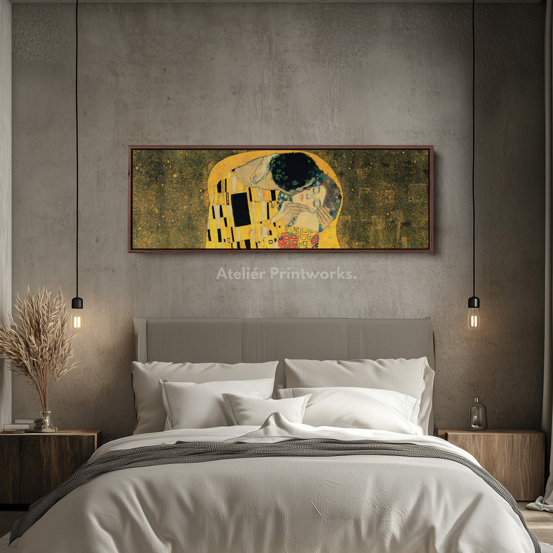 Above Bed Framed Canvas Wall Art The Kiss Klimt