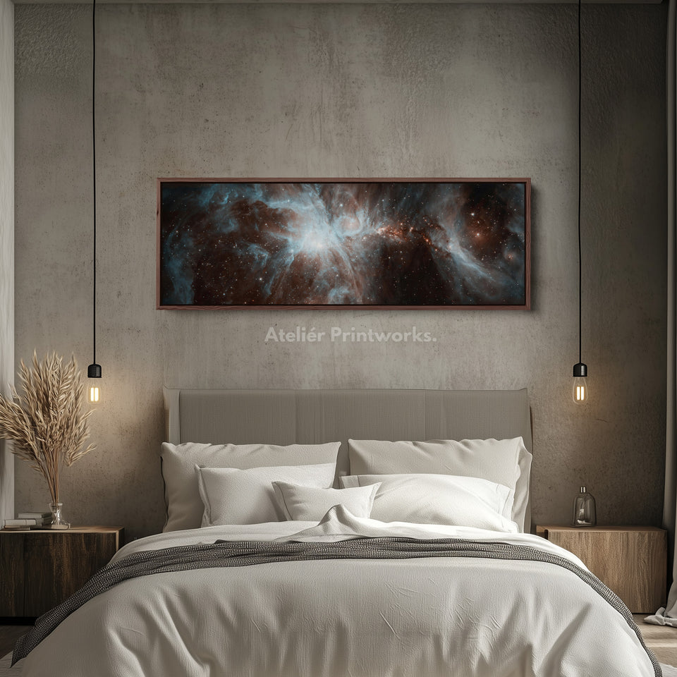 Grande toile horizontale longue encadrée Nébuleuse Hubble NASA décoration murale