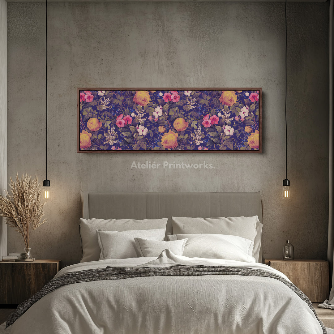 Panoramic Tropical Parrot Botanical Canvas Art for Living Room