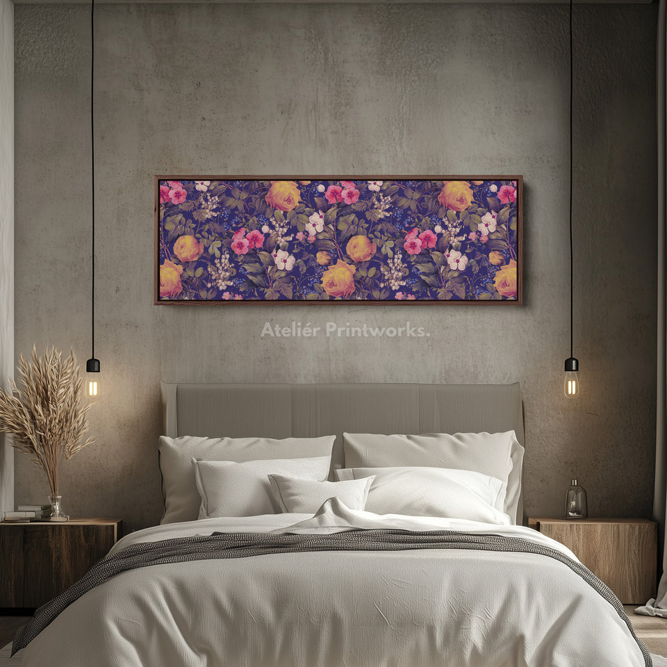 Panoramic Tropical Parrot Botanical Canvas Art for Living Room