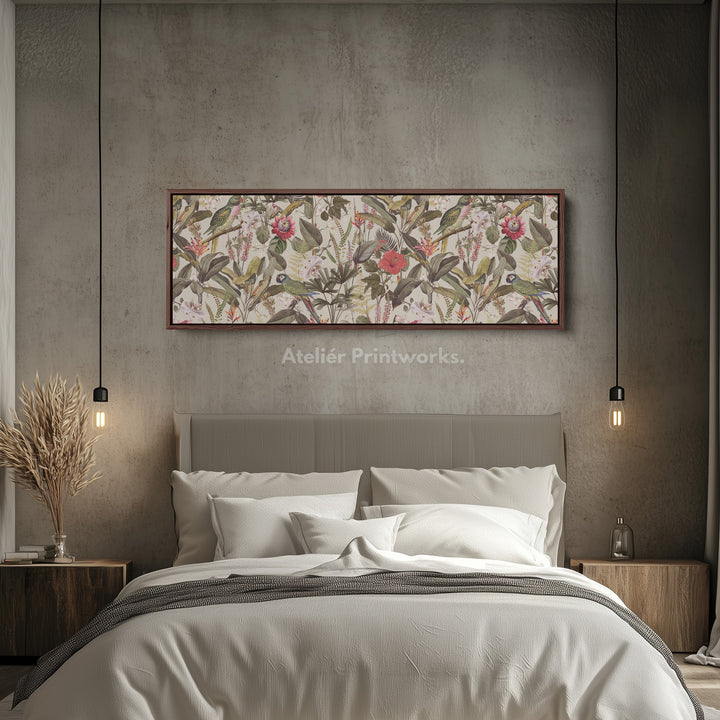 Above Bed Soft Yellow Floral Botanical Canvas Wall Art