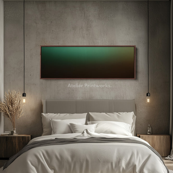 Horizontal Wall Art Green Gradient Long Canvas Modern Above Bed Art Living Room Decor