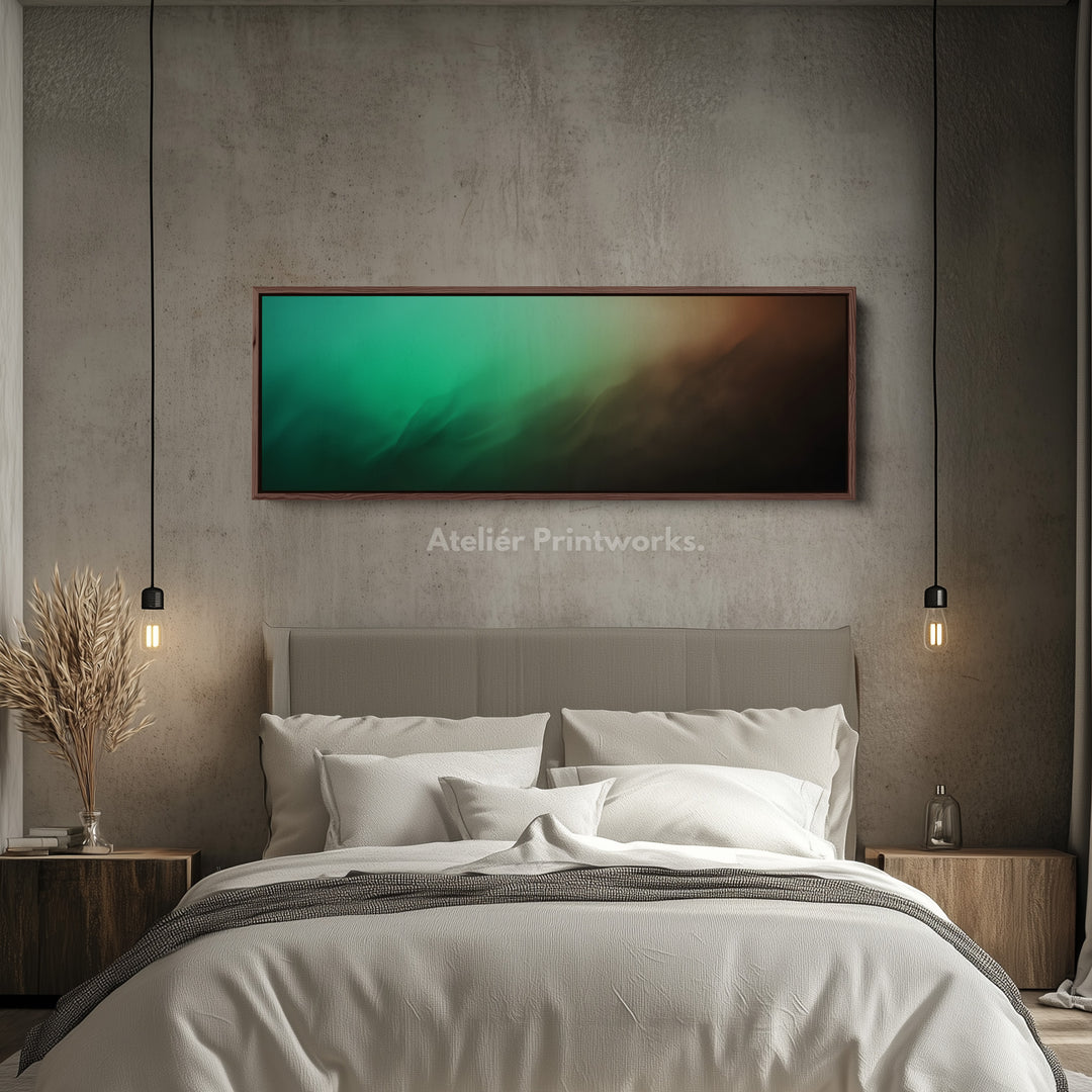 Long Canvas Wide Green Brown Abstract Gradient Horizontal Wall Art for Living Room and Bedroom