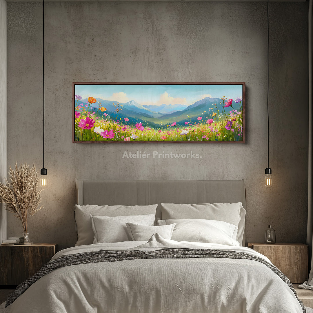 Panoramic Meadow Landscape Wide Wall Art Long Canvas For Living Room