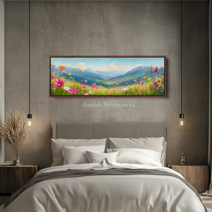 Panoramic Meadow Landscape Wide Wall Art Long Canvas For Living Room