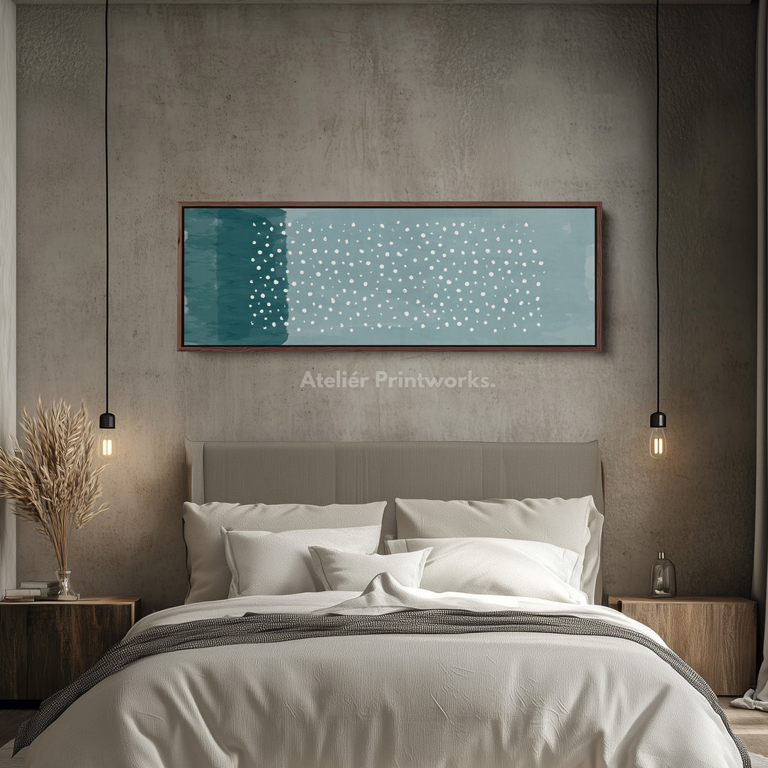Horizontal Wall Art Soft Blue Dotted Pattern For Bathroom Or Bedroom