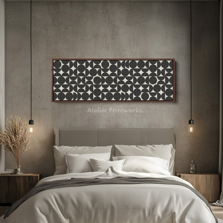 Wide Wall Art Modern Black And White Circle Pattern For Minimalist Interiors