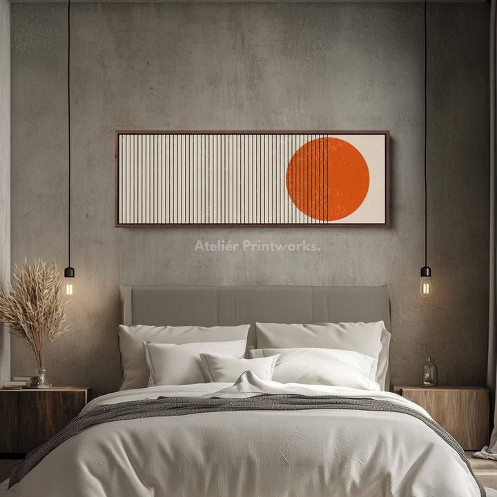 Narrow Wall Decor Beige Black Orange Above Bed Wall Art