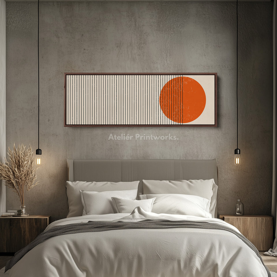 Narrow Wall Decor Beige Black Orange Above Bed Wall Art